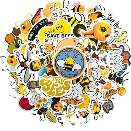 10/30/50PCS Cute Little Bee Cartoon Graffiti Stickers Suitcase Helmet Computer Guitar Waterproof Decorative Stickers Wholesale