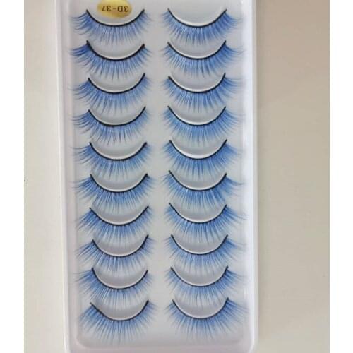 10 pairs 3D Mink Eyelashes blue Lashes Thick HandMade Full Strip Lashes Makeup Eyelash Extension Silk Eyelashes