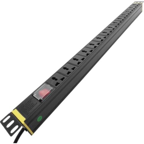 16A 1U 14units Universal Socket Double Break Switch PDU Network Cabinet Rack Power Strip Distribution Outlet For EU US UK Plug