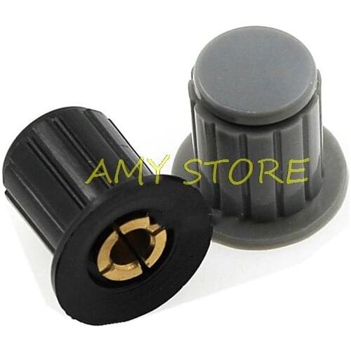 16 x 16mm black Grey knob WXD3 4mm Plastic Knurled Potentiometer Rotary knob Cap 10 PCS