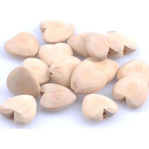 20pcs Natural Wood Color Wooden heart Shape Spacer Beads For Jewelry Making 20x21mm MT1476X