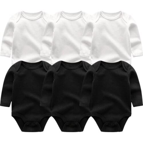 Solid 3/5/6PCS Full Sleeve Unisex Baby Girl Clothes Bodysuit Cotton Newborn Baby Boy Clothes O-Neck Ropa Bebe