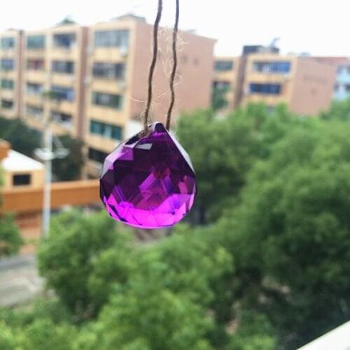 50pcs/lot Dark Purple 20mm K9 Crystal Faceted Balls (Free rings) Glass Chandelier Parts/ Crystal Feng Shui Balls For Home Decor