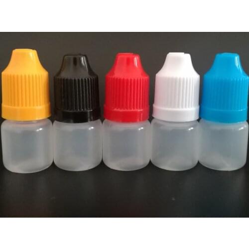 500pcs 3ml PE Soft Plastic Dropper Bottle Empty Container For Liquid Squeeze Dropper Vail With Childproof Caps