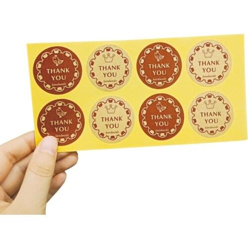 80PCS/lot 'THANK YOU' Vintage Kawaii Little Bird Round Kraft Paper Seal Sticker For Handmade Products Package Decoration Lable