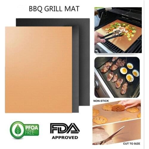 Non-stick BBQ Grill Mat Reusable Barbecue Baking Pad Works on Electric Grill Gas Charcoal BBQ Easy to Clean 40 x 33cm
