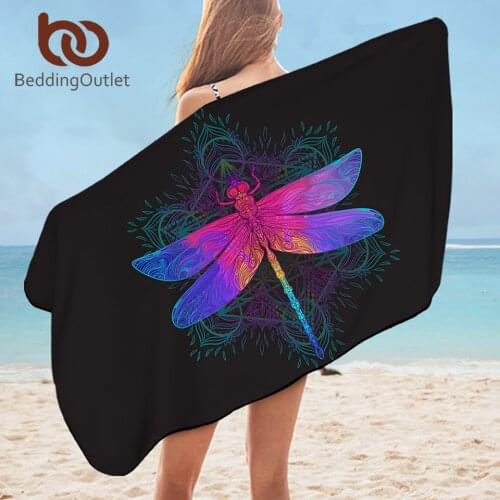BeddingOutlet Dragonfly Bath Towel Microfiber Mandala Travel Beach Towel for Adult Insect Print Shower Towel Colorful serviette