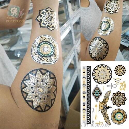 Body art painting waterproof tattoo stickers Metal gold silver temporary flash tattoo eagle Disposable tattoos VT338
