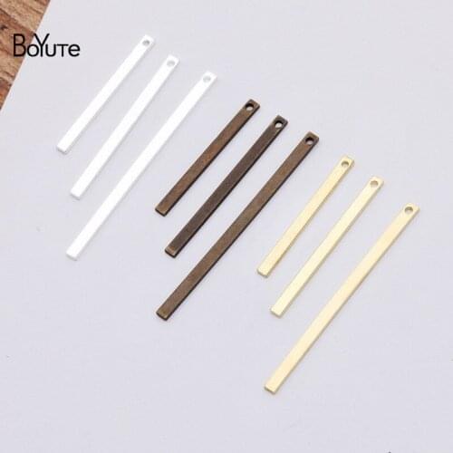 BoYuTe (100 Pieces/Lot) 30MM 40MM Length Metal Brass Square Stick with one Hole Diy Handmade Jewelry Making Materials