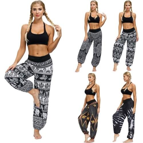 Tie-Dye Printed Womens Loose Casual Pants Sports Fitness Running Yoga Pants Wide-Leg Trousers Bloomers Bohemia