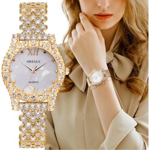 Luxury Gold Watches Women Fashion 2021Glitter Diamond Ladies Quartz Wristwatches Elegant Design Female Watch Marble Clock