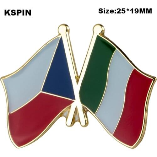Czech Rep. & Italy Friendship Flag Badge Flag Brooch National Flag Lapel Pin International Travel Pins