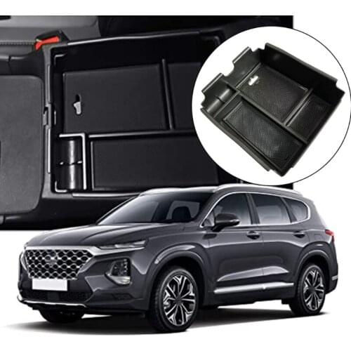 D7YA For Santa Fe 19-20 Car Center Console Storage Tray Armrest Box Automobile Interior Hidden Organizer Auto Accessories