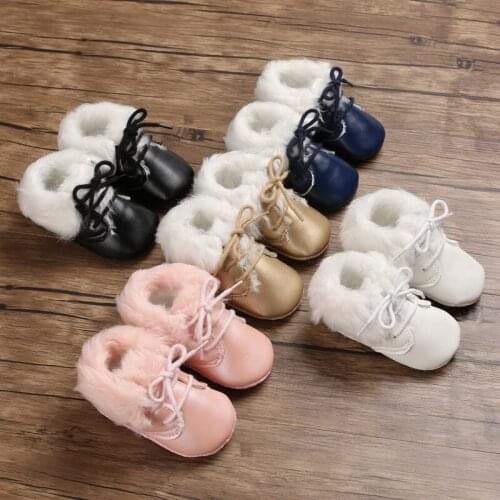 Focusnorm 5 Colors 0-18M Winter Boy Girls Baby Soft Sole Snow Boots Warm Crib Toddler Anti-Slip Shoes Toddler Boots Prewalker