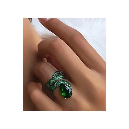 Hot Sale Animal Exquisite Stackable Luxury Snake-shaped Micro-inlaid Zircon Ring with Diamonds Ladies Party Jewelry Rings Trendy