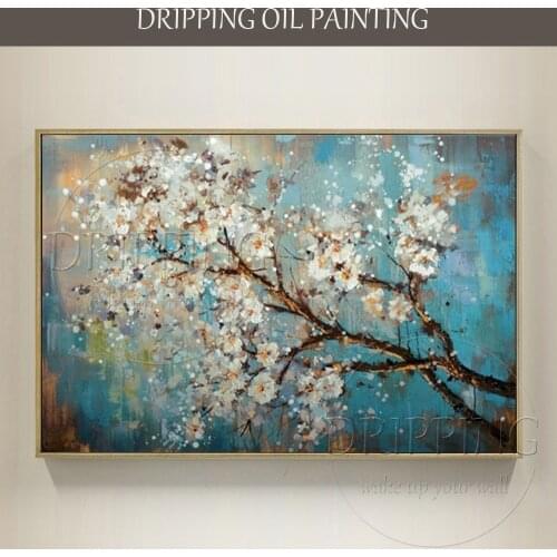 Experienced Artist Hand-painted Floral Blooming Oil Painting on Canvas Beautiful Colors Flower Oil Painting for Living Room