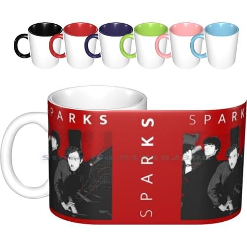 Sparks ( White Text ) Ceramic Mugs Coffee Cups Milk Tea Mug Sparks Band Russell Mael Ron Mael Mael Ron Russell 1970s 1980s