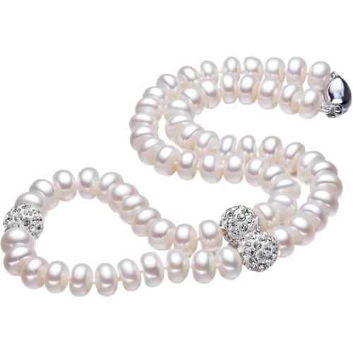 2020 Classic Silver Pearl Necklace 8-9mm Real Natural Freshwater Pearl 925 Sterling SIlver Choker Necklace For Women Gift