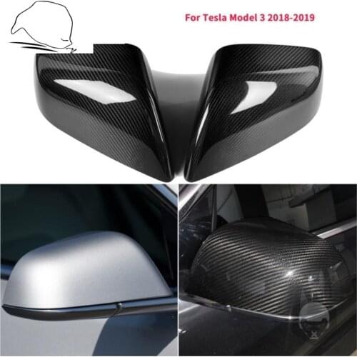 Carbon Fiber For Tesla Model 3 2018 2019 Side View Mirrors Covers Caps Wing Mirror Add On Kit Shells Protective Accessories