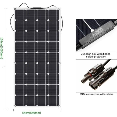 Solar panel kit home system battery charger 12v monocrystalline solar cell module semi flexible solar panel 100w 200w 300w 400w