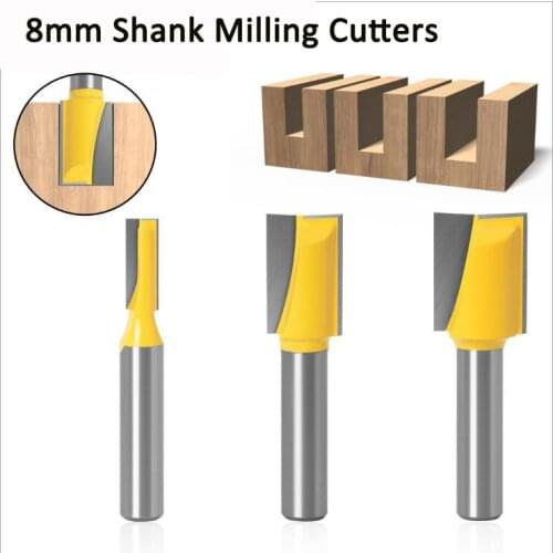 8mm Shank Straight Edge Trimming Router Bit Cleaning Flush Trim Tenon Endmill Milling Cutter For Woodworking Tools