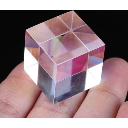 Colorful Combiner Splitter Cross Dichroic Cube RGB Prism Optical Glass Triangular Prism for Teaching Light Spectrum Physics