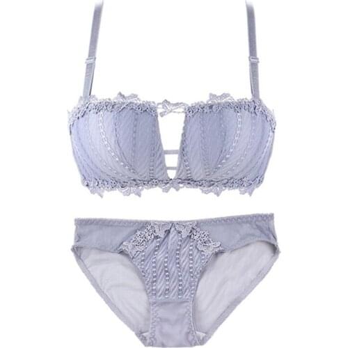 Lace collection sexy anti-slip invisible bra with a bra for girls small breasts anti-droop bra set without underwire