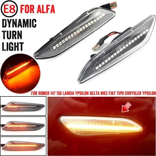 2Pcs Dynamic Smoke LED Side Marker Light Turn Signal Blinker Lamp For Alfa Romeo 147 156 Fiat Egea Tipo Lancia Delta Ypsilon 3