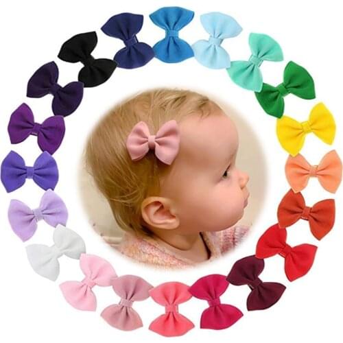 Mix 20pcs/lot Newborn Baby Snap Hair Clips Tiny Bow Non Slip Barrettes Hair Mini Bow