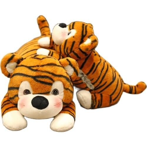 Multifunction Cute lying Tiger Plush Toy Stuffed Tiger Throw Pillow Stuffed Obedient Kawaii Face Tiger Winter Winter Hand Warmer