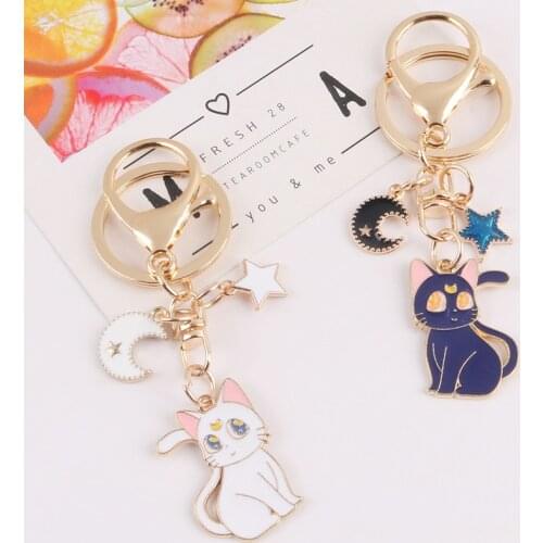 Fashion Lovers Friends Cartoon Cute Magic Cat Clever Adorkable Moon Pentagram Bag Mobile Car Key Chain Pendant Girl K20041