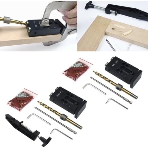 Pocket Adjustable Inclined Hole Doweling Jig Kit Pocket Hole Jig Angle Drilling Guide Hole Puncher Household Cabinet Woodworking