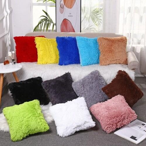 Plush 43x43cm Shaggy Solid Cushion Cover Home Decoration Fluffy Pillow Covers Living Room Bedroom Seat Sofa Embrace Pillowcase