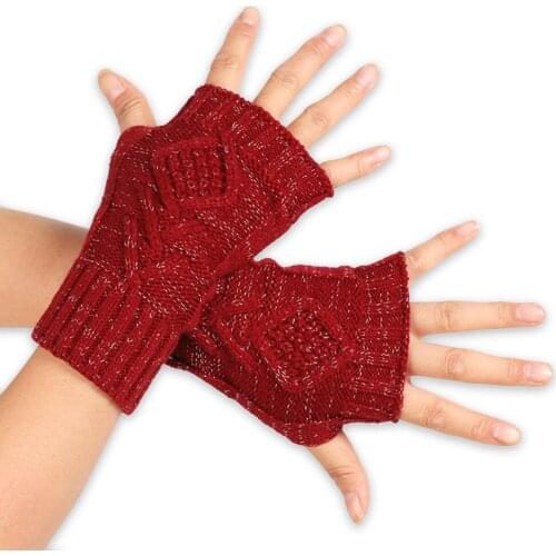 New Flash Color Gloves Half Finger Knitted Winter Autumn Twist Square Glove Sleeves Arms