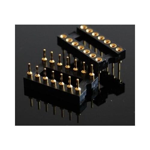 New 14 PIN 2 X 7 GOLD DIP IC SOCKET PANEL 2.54MM PITCH ADAPTER SWAP G14S