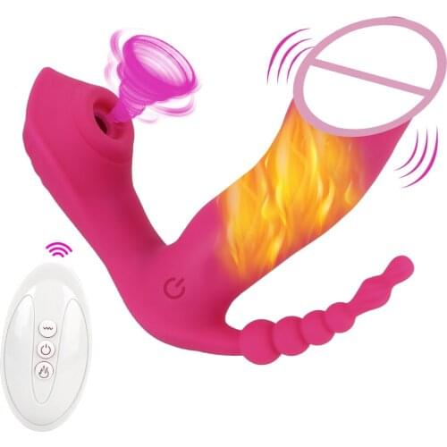 OLO 3 In 1 Sucking Vibrator Wearable Dildo Anal Vagina Clitoris Stimulator Vibrator Erotic Toys Multifunction Sex Toys for Women