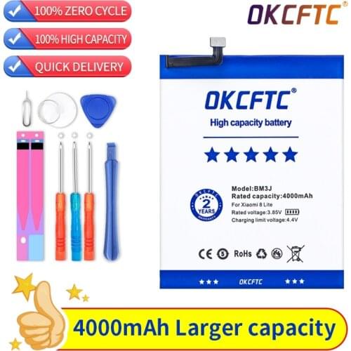 Original Phone Battery BM3J For Xiaomi 8 Lite MI8 Lite High Capacity Polymer Replacement Battery 4000mAh With Free Tools
