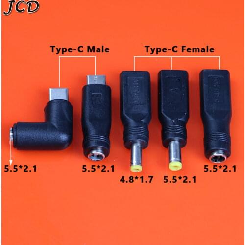 JCD USB Type C 5.5 * 2.1 mm female to 5.5X2.1 / 4.8 * 1.7 mm Micro USB male For iphone plug Laptop PC DC Power Adapter connector