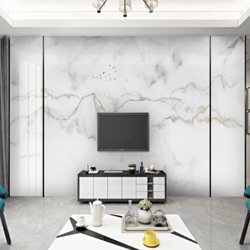 Custom Mural Wallpaper Modern Minimalist White Marble Landscape Tile Light Luxury Background Wall Painting