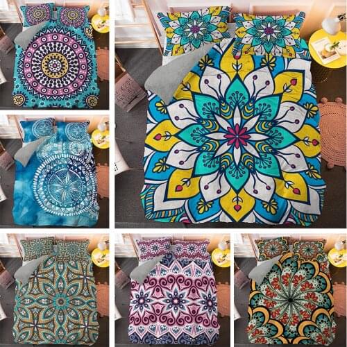 3D Mandala Bed Covers Printed Bedding Sets Bohemia Style Duvet Cover with Pillowcases