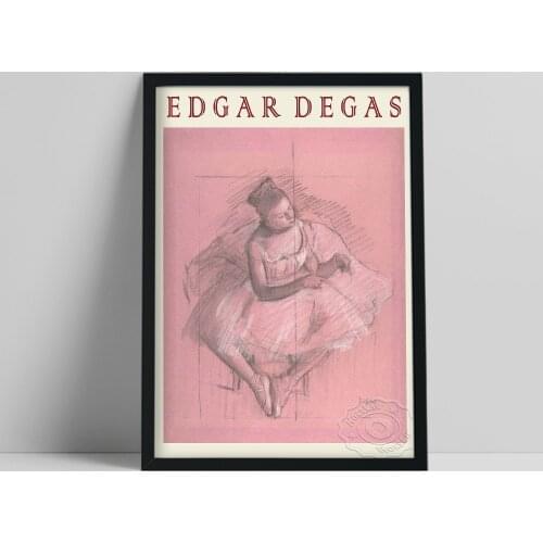 French Painter Edgar Degas Poster, Impressionist Wall Art, Degas Seated Dancer Framed Prints, Dancing Room Wall Picture Decor