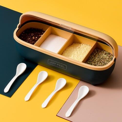 Nordic Spice Jar Salt And Pepper Shakers Chopsticks Container Set Oval Transparent Seasoning Box Rack Kitchen Storage Tools 2021