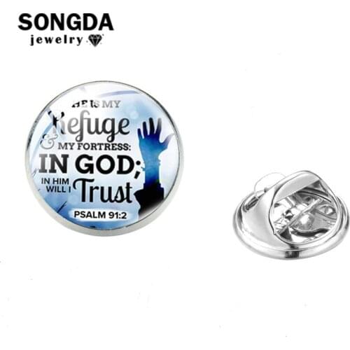 SONGDA Christian Cross Womens Brooches God Is The Strength Of My Heart Bible Verse Badges for Clothes Metal Pins Accessories