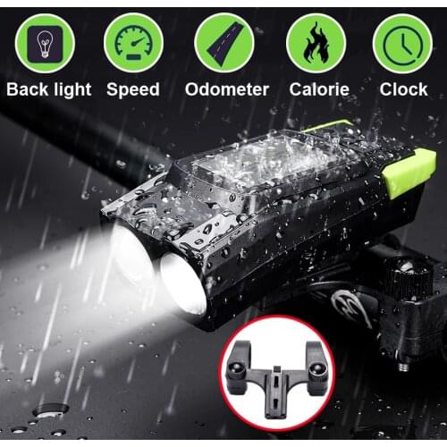 3 IN 1 Bike Light Front Bicycle Computer 5 Mode Horn Flashlight Bike Speedometer USB Rechargeable Waterproof Cycling Headlight