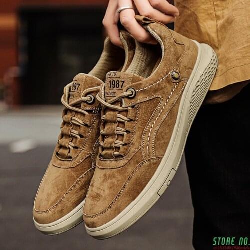 Men Shoes Fashion Genuine Leather Casual Shoes Breathable Autumn Lace Up Comfortable Loafers Outdoor Oxfords Men Sneakers Shoes