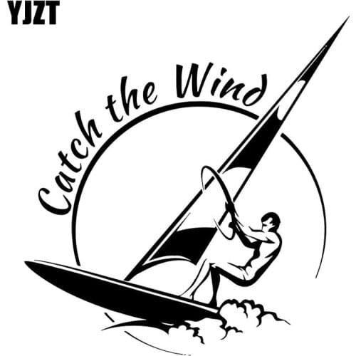 YJZT 16.3CM*17CM Catch The Wind Surf Wave Vinyl Decal Fashion Funny Window Decoration Car Sticker Black/Silver C31-0115