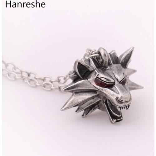 Wolf Head Wizard 3 Wild Hunt Game Pendant Necklace Personality Mens Jewelry Necklace Punk Style Movie Game Same Gift