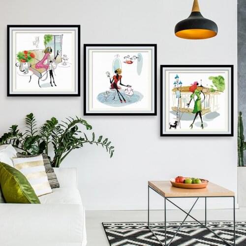 Вышивка крестиком European American girl leisure vacation simple triptych living room room decoration cross stitch kit