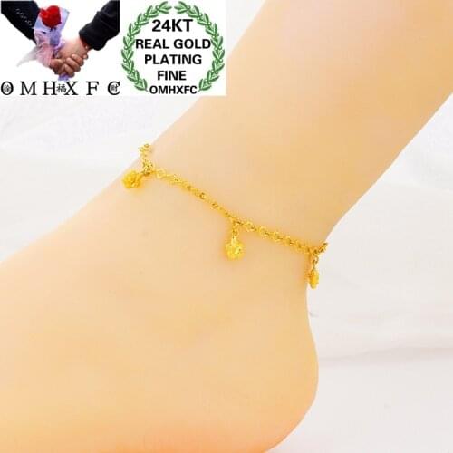 OMHXFC JB12 Jewelry Wholesale European Fashion Fine Hot Woman Girl Party Birthday Wedding Gift Plum Blossom Charm Beach Anklet