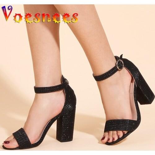 2021 Sexy Multicolor Party Sandals Summer New One Word Breathable Wearable Square Heel Women Shoes Peep Toe Nightclub High Heels